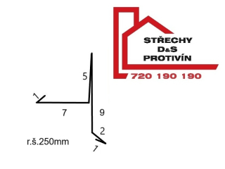 Závětrná lišta rš: 250mm délka 2m , II.Jakost 